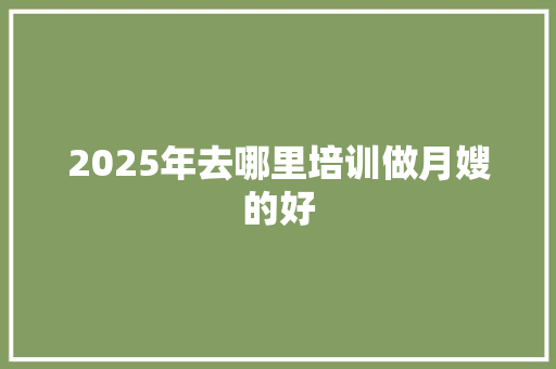 2025年去哪里培训做月嫂的好