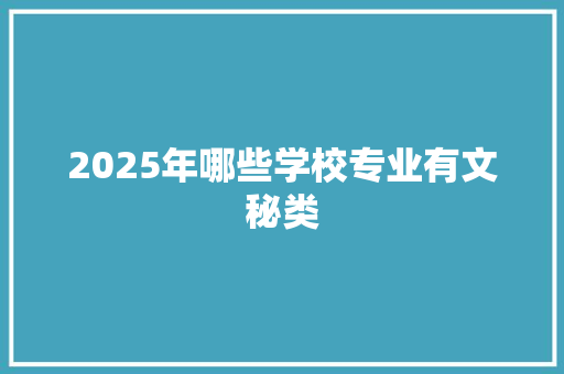 2025年哪些学校专业有文秘类