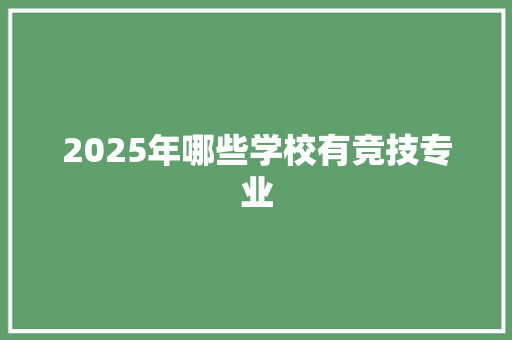 2025年哪些学校有竞技专业