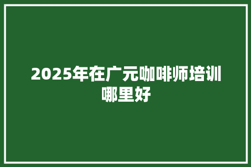 2025年在广元咖啡师培训哪里好