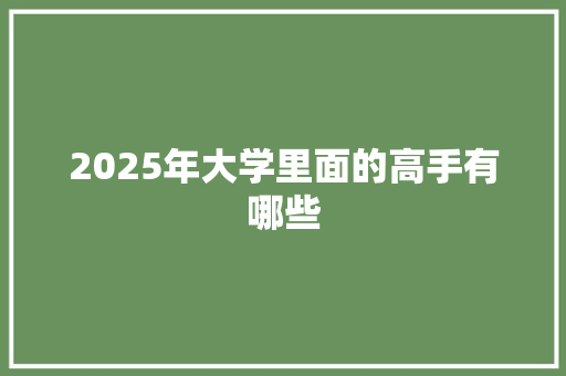 2025年大学里面的高手有哪些