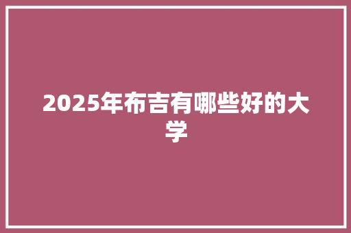 2025年布吉有哪些好的大学