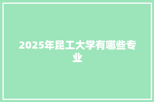 2025年昆工大学有哪些专业