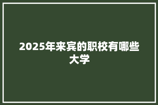 2025年来宾的职校有哪些大学