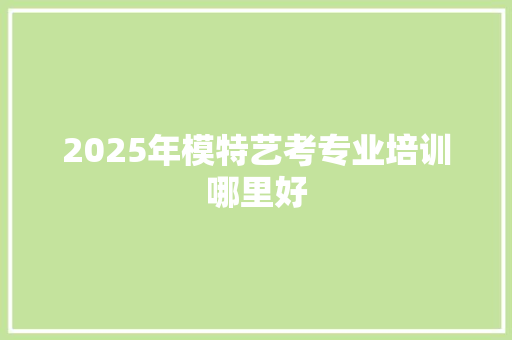 2025年模特艺考专业培训哪里好