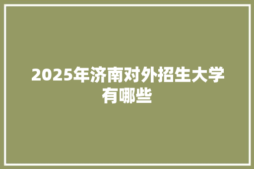 2025年济南对外招生大学有哪些