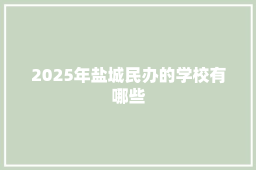 2025年盐城民办的学校有哪些