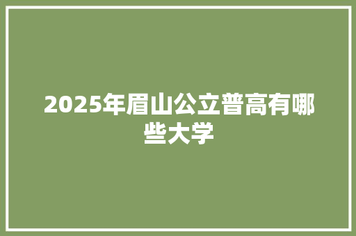 2025年眉山公立普高有哪些大学