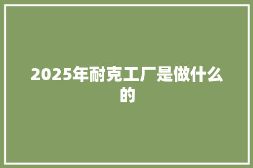 2025年耐克工厂是做什么的