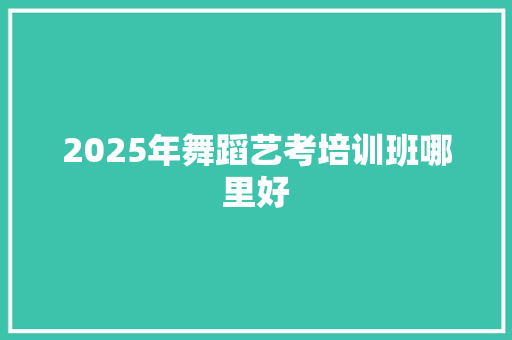 2025年舞蹈艺考培训班哪里好