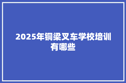 2025年铜梁叉车学校培训有哪些