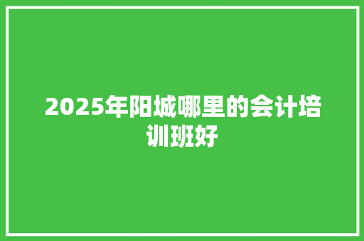 2025年阳城哪里的会计培训班好