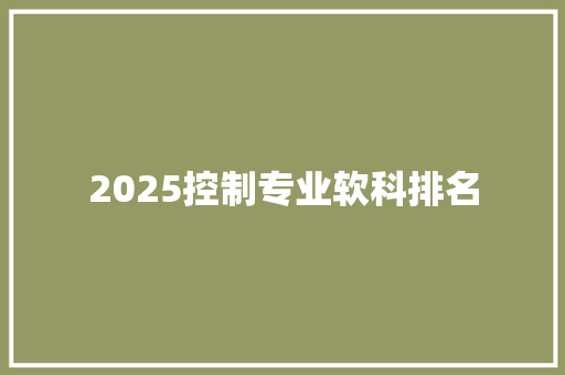 2025控制专业软科排名