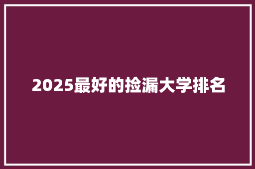 2025最好的捡漏大学排名