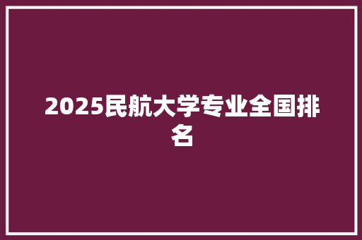 2025民航大学专业全国排名