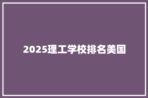 2025理工学校排名美国