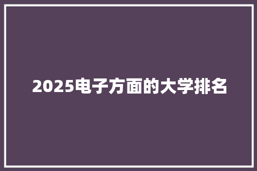 2025电子方面的大学排名
