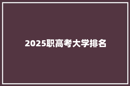 2025职高考大学排名
