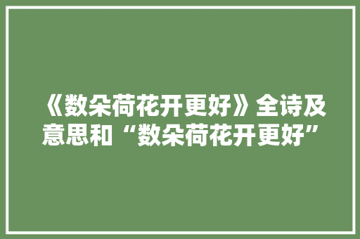 《数朵荷花开更好》全诗及意思和“数朵荷花开更好”的拼音注释