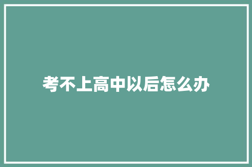 考不上高中以后怎么办