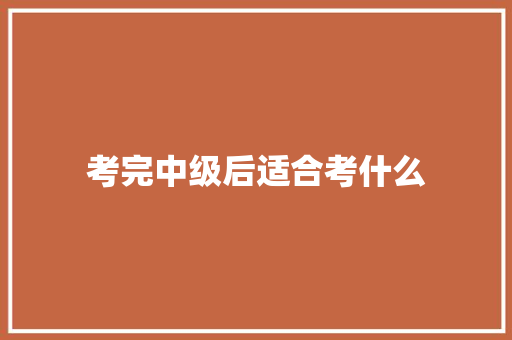 考完中级后适合考什么