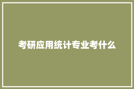 考研应用统计专业考什么