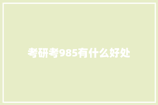 考研考985有什么好处