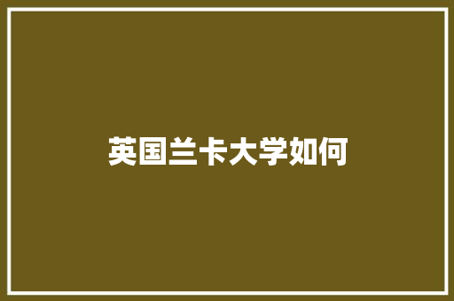 英国兰卡大学如何