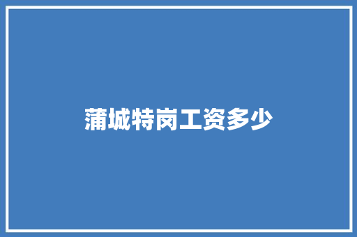 蒲城特岗工资多少