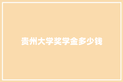 贵州大学奖学金多少钱