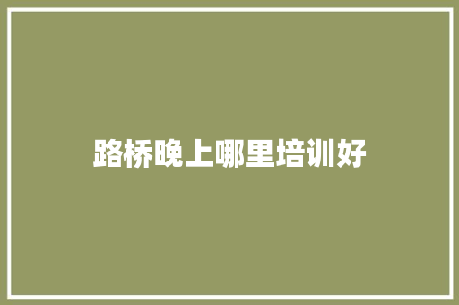 路桥晚上哪里培训好