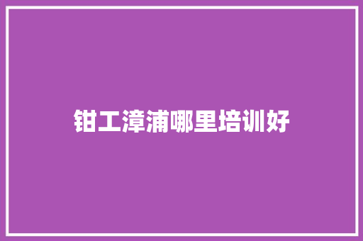 钳工漳浦哪里培训好
