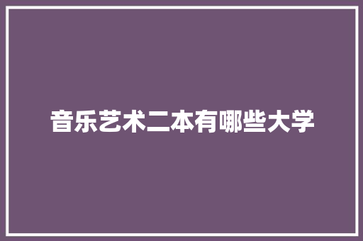音乐艺术二本有哪些大学