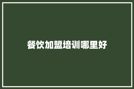 餐饮加盟培训哪里好