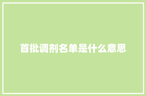 首批调剂名单是什么意思