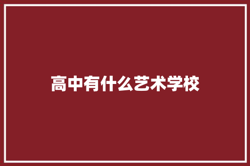 高中有什么艺术学校