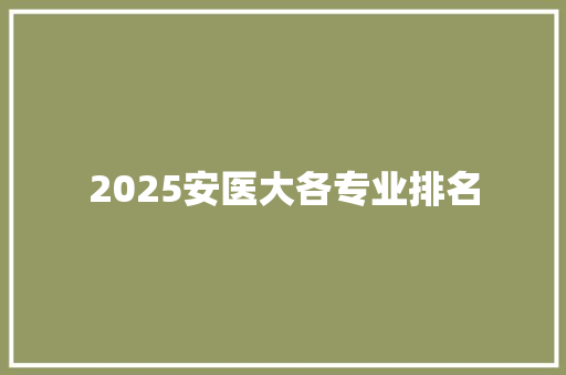 2025安医大各专业排名