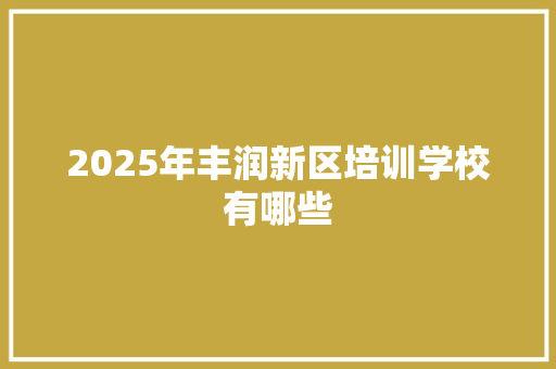 2025年丰润新区培训学校有哪些
