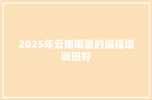 2025年云南哪里的编程培训班好