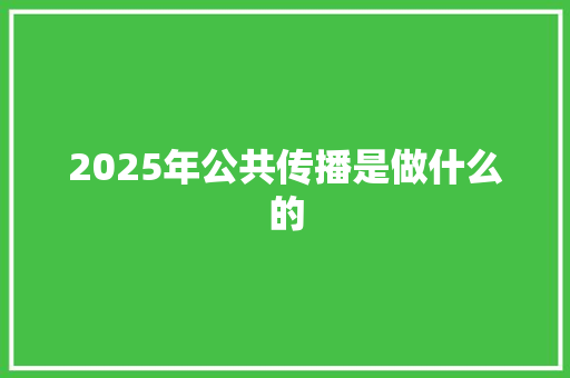 2025年公共传播是做什么的