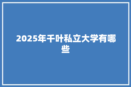 2025年千叶私立大学有哪些