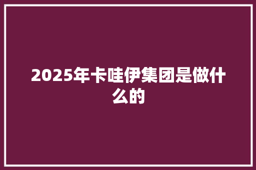2025年卡哇伊集团是做什么的