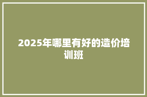 2025年哪里有好的造价培训班