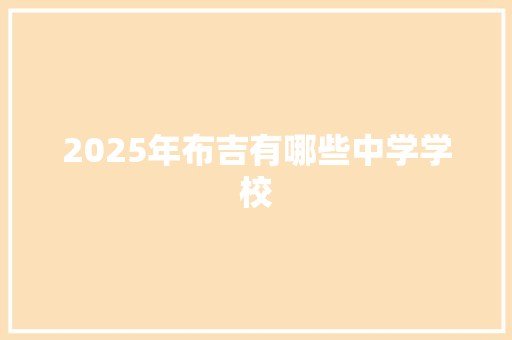 2025年布吉有哪些中学学校