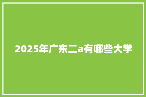 2025年广东二a有哪些大学