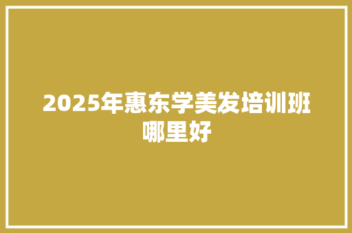 2025年惠东学美发培训班哪里好