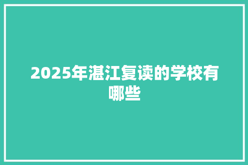 2025年湛江复读的学校有哪些