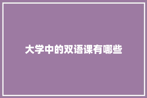 大学中的双语课有哪些