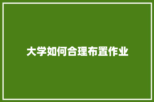 大学如何合理布置作业