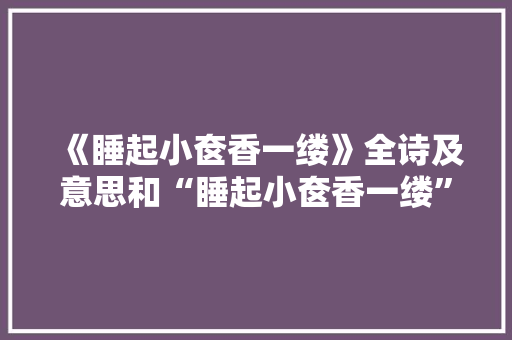 《睡起小奁香一缕》全诗及意思和“睡起小奁香一缕”的拼音注释 诗词鉴赏